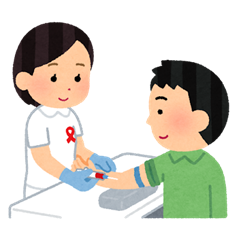 HIV検査のイラスト(男性・胸リボン)